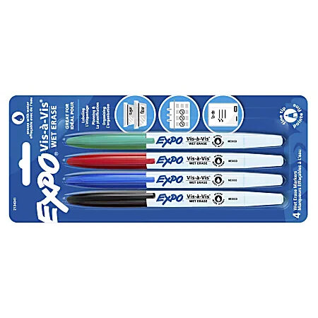 Expo® Wet Erase Markers - Fine Tip, Assorted